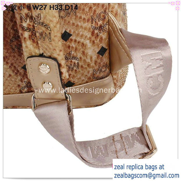 High Quality Replica MCM Armour Small Backpack Snake Leather MC2095S Gold - Click Image to Close